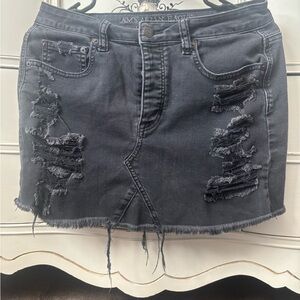 American Eagle Outfitters Women's Ripped Gray Denim Skirt